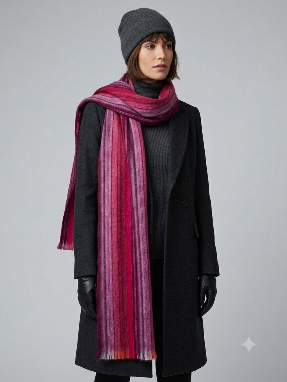 NWT Tresart Cache Alpaca Blend Scarf Magenta Pink Vertical Stripe Knit Ecuador